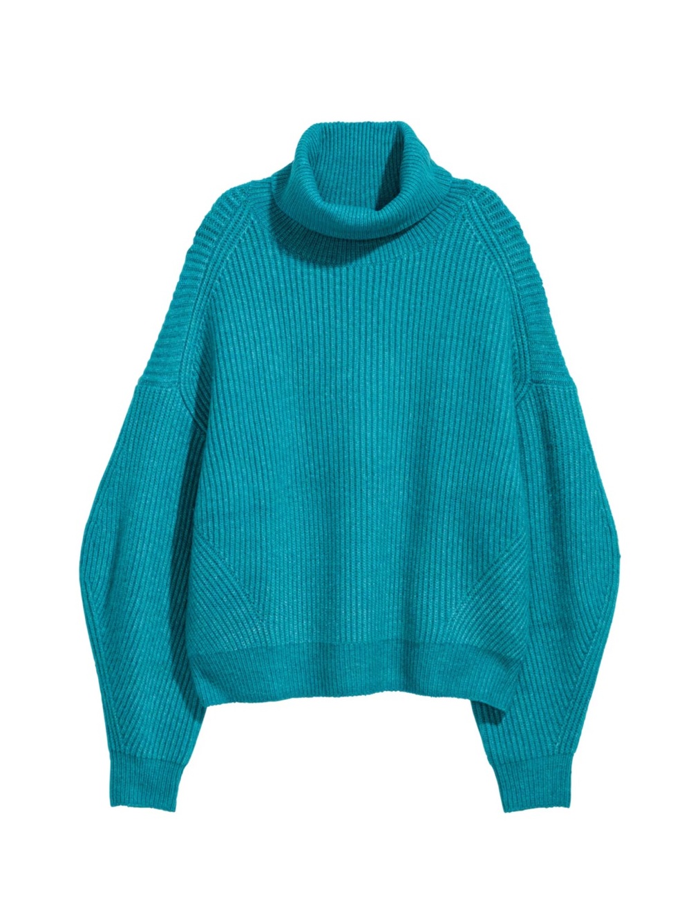 NEW WOOL Turtleneck Ribbed Knit Sweater Teal TURQUOISE BLUE Retrofete 525America